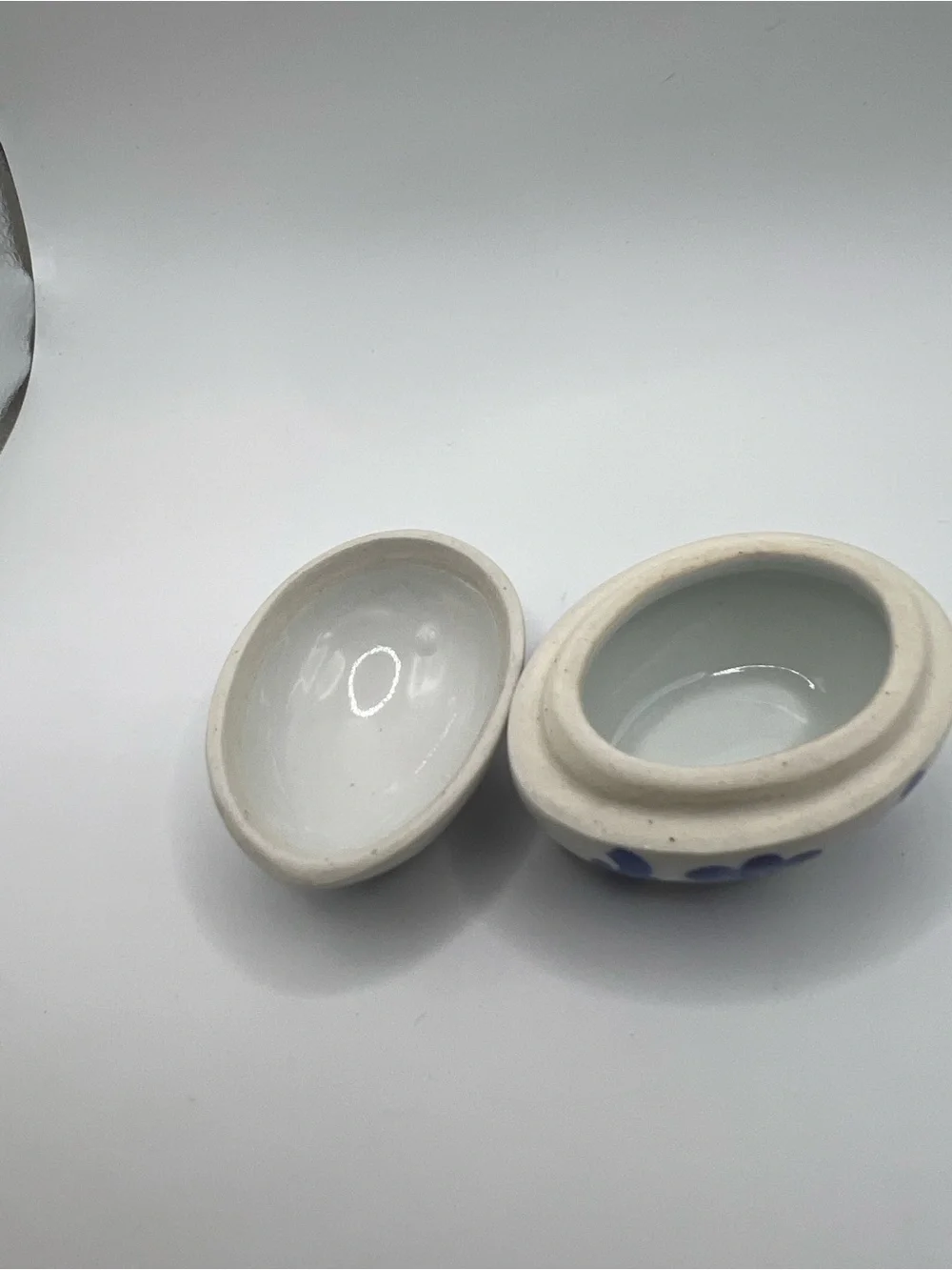 White and Blue Floral Ceramic Trinket Box